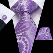 100% Silk Classic Tie with Pocket Square and Cufflinks Set