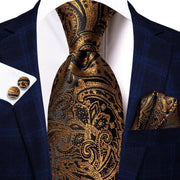 100% Silk Classic Tie with Pocket Square and Cufflinks Set