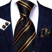 100% Silk Classic Tie with Pocket Square and Cufflinks Set