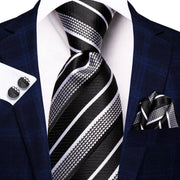 100% Silk Classic Tie with Pocket Square and Cufflinks Set