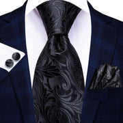 100% Silk Classic Tie with Pocket Square and Cufflinks Set