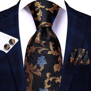 100% Silk Classic Tie with Pocket Square and Cufflinks Set