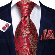 100% Silk Classic Tie with Pocket Square and Cufflinks Set