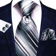 100% Silk Classic Tie with Pocket Square and Cufflinks Set