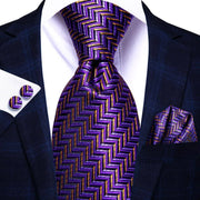 100% Silk Classic Tie with Pocket Square and Cufflinks Set