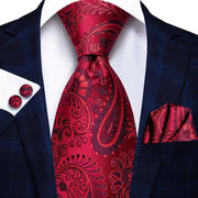 100% Silk Classic Tie with Pocket Square and Cufflinks Set