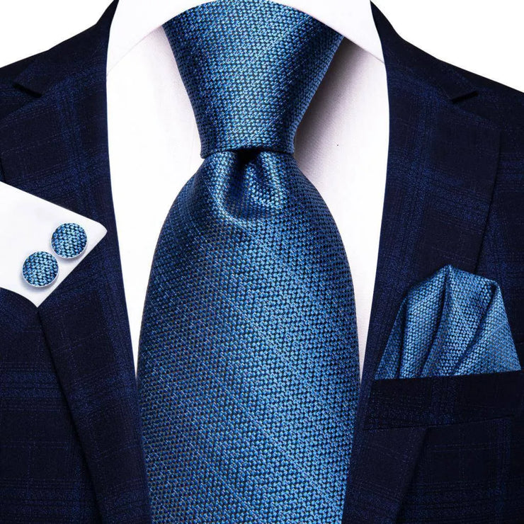 100% Silk Classic Tie with Pocket Square and Cufflinks Set