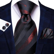 100% Silk Classic Tie with Pocket Square and Cufflinks Set