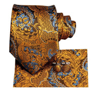 100% Silk Classic Tie with Pocket Square and Cufflinks Set