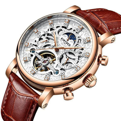 Men's Automatic Hollow Mechanical Watch Leather Band