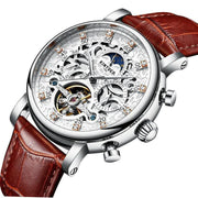 Men's Automatic Hollow Mechanical Watch Leather Band