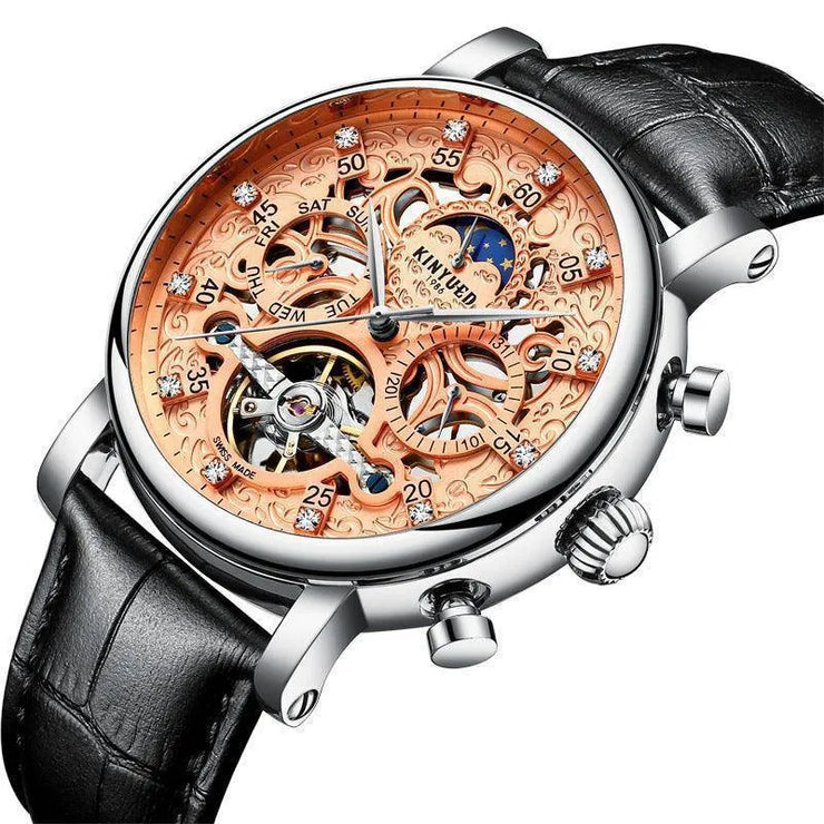 Men's Automatic Hollow Mechanical Watch Leather Band