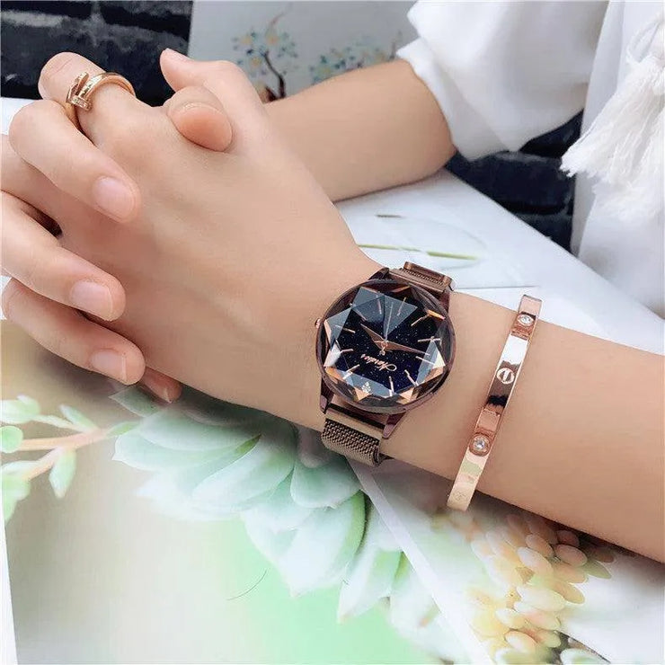 Star-Cut Face Waterproof Mesh Band Watch