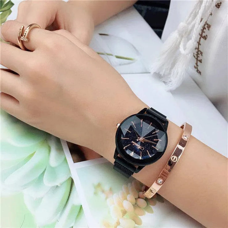 Star-Cut Face Waterproof Mesh Band Watch