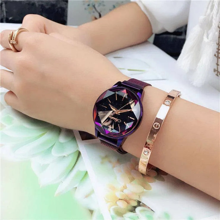 Star-Cut Face Waterproof Mesh Band Watch