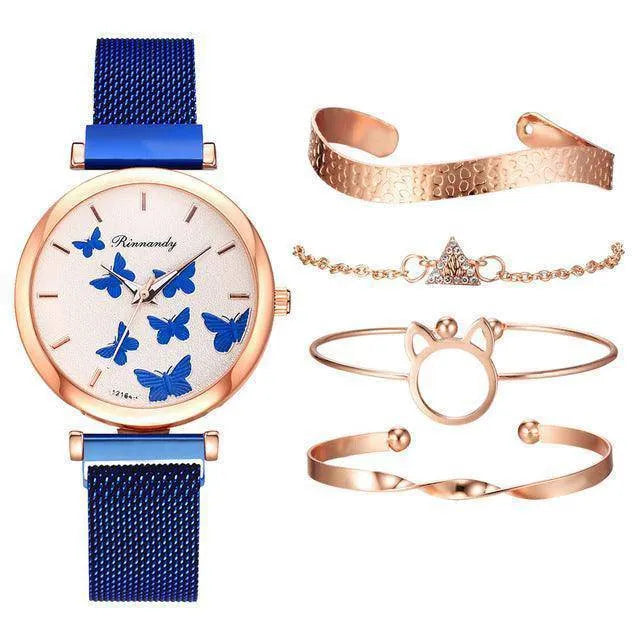 Butterfly Dial Quartz Watch Set