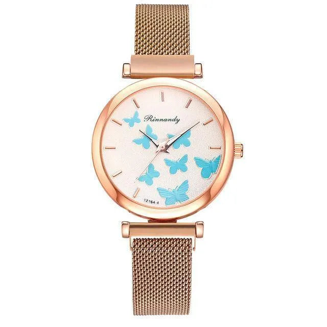 Butterfly Dial Quartz Watch Set