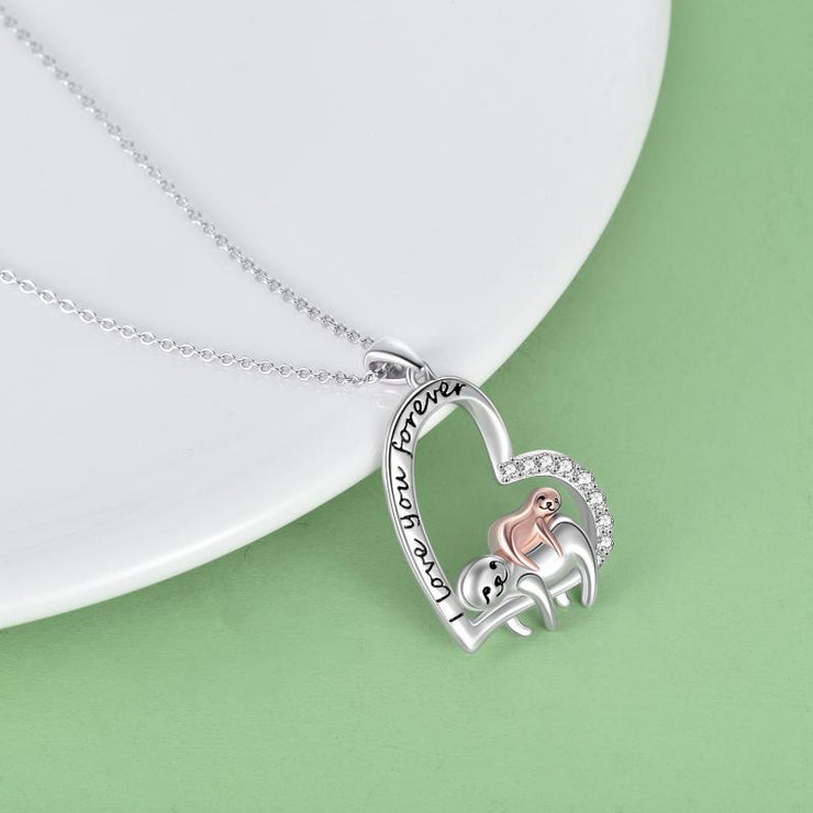 Sterling Silver Sloth "I love you forever" Necklace