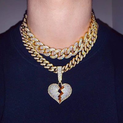 Heart-Shaped Hip-hop Cuban Link Necklace