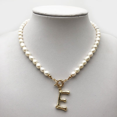Freshwater Pearl 26 Letter Pendant Necklace