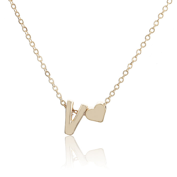 Dainty Heart Shaped Letter Necklace