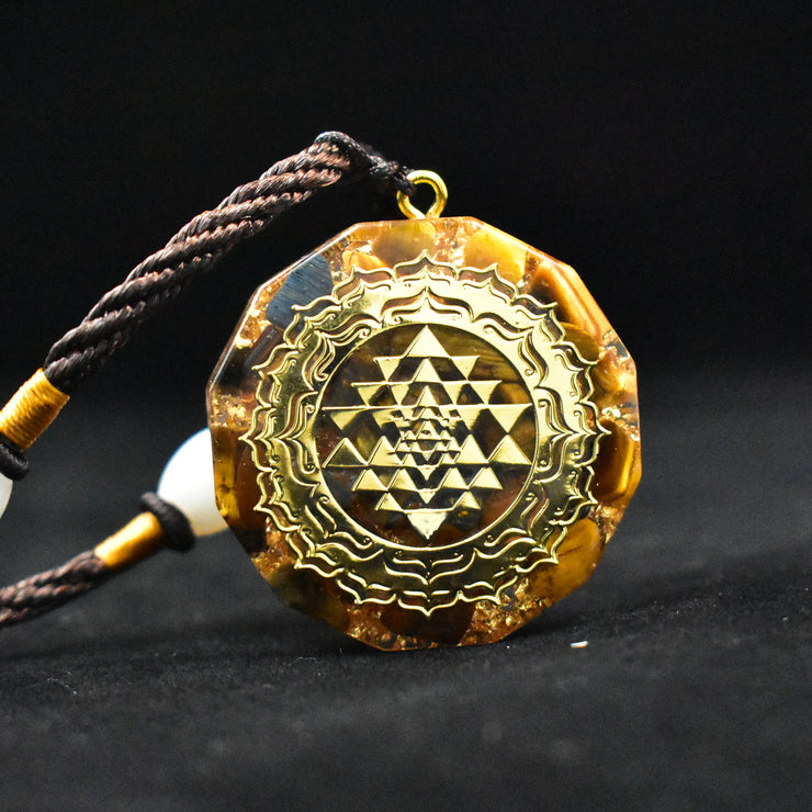 Tiger Eye Stone Seven Chakra Pendant Necklace
