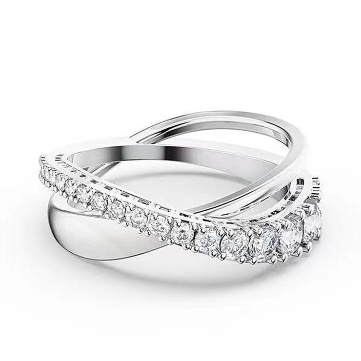Crystal Twist Rows Band Ring