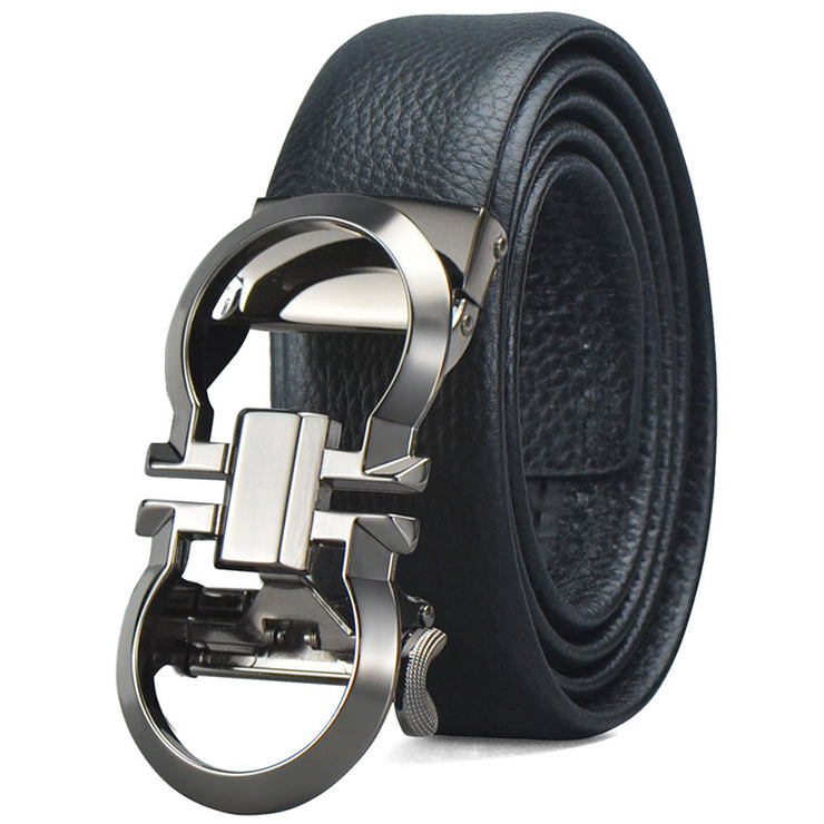Leather Belt with Unique Buckle