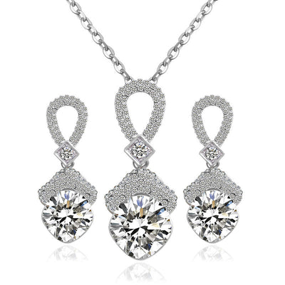 Zircon Bride Jewelry Necklace Earrings Set