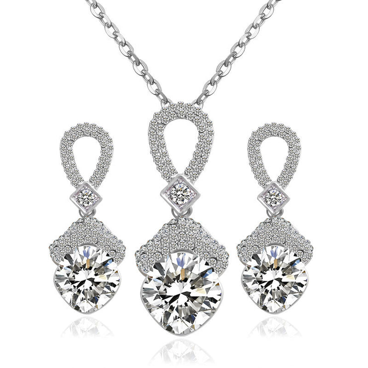 Zircon Bride Jewelry Necklace Earrings Set