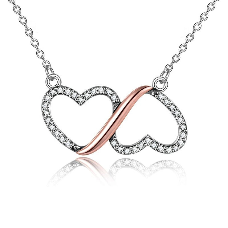 Dainty Infinity Love Double Heart Necklace