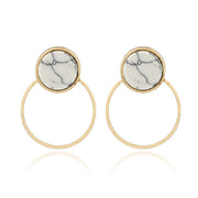 Geometric Marble Stud Round Earrings