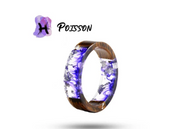 Resin and Wood Zodiac Sign Ring