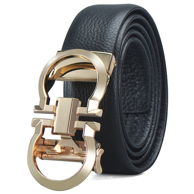 Leather Belt with Unique Buckle