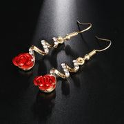 Red Rose Drop Earrings