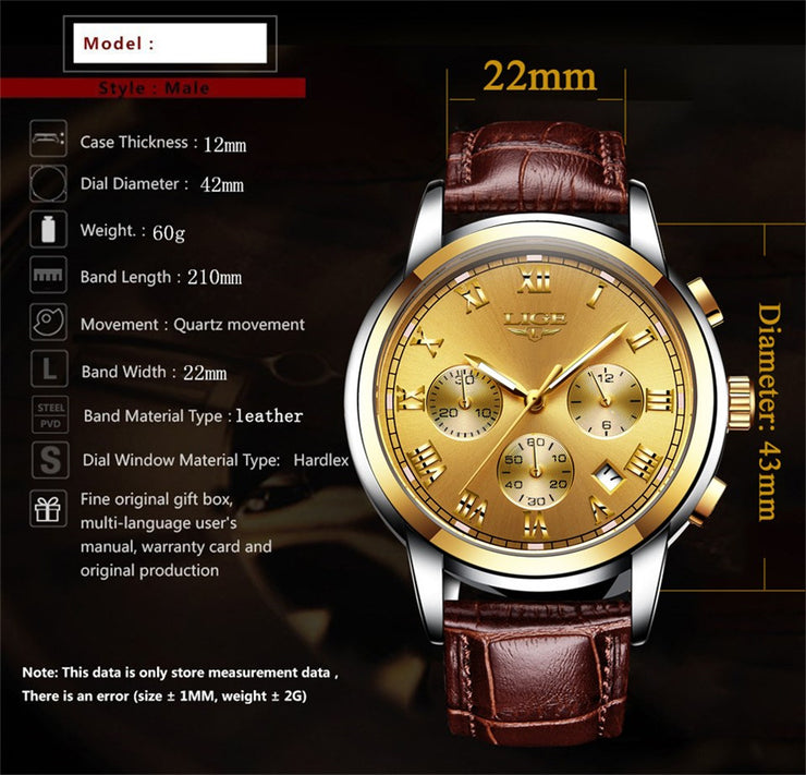 Men's Leather Casual Watch