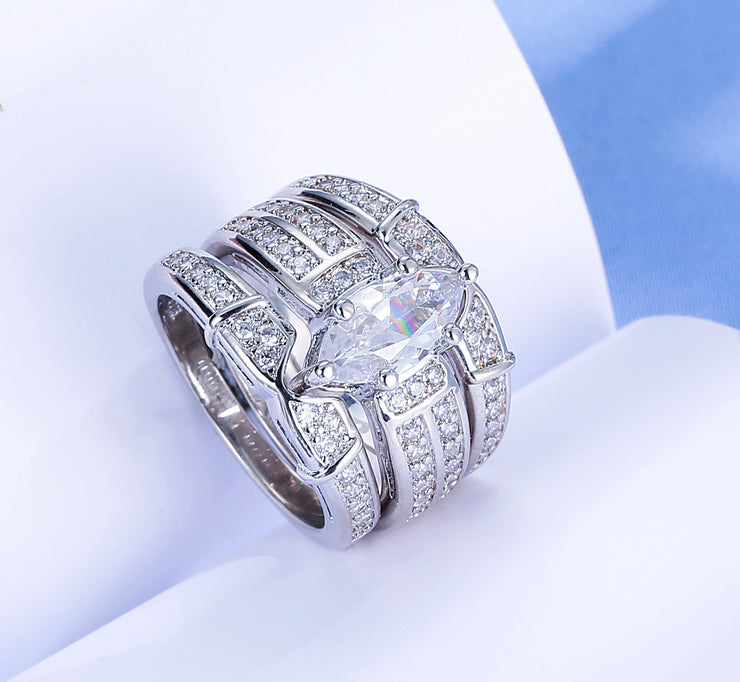 Zircon Diamond Silver Ring Set 