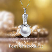 Sterling Silver Pearl Urn Necklace