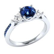 Inlaid Sapphire Zircon Princess Cut Ring