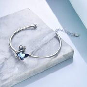 Sterling Silver Blue Butterfly Crystal Bracelet Bangle