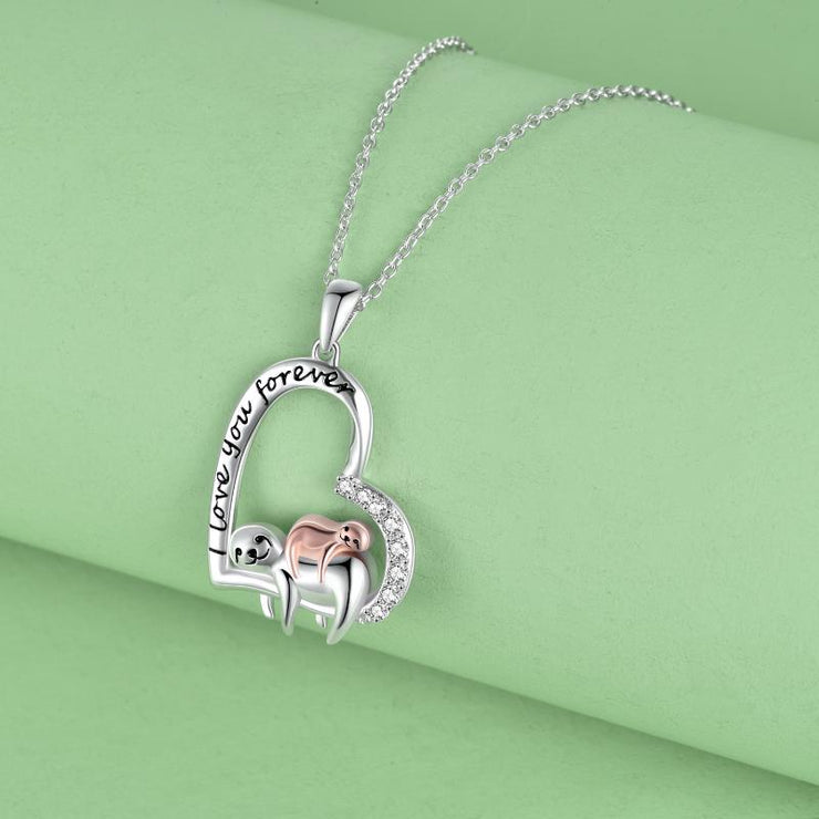 Sterling Silver Sloth "I love you forever" Necklace