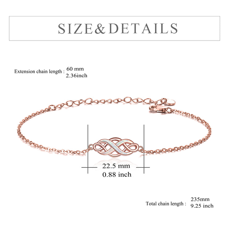 Rose Gold Infinity Opal Bracelet Cable Chain