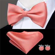 100% Silk Butterfly Bow Tie, Handkerchief and Cufflinks Set