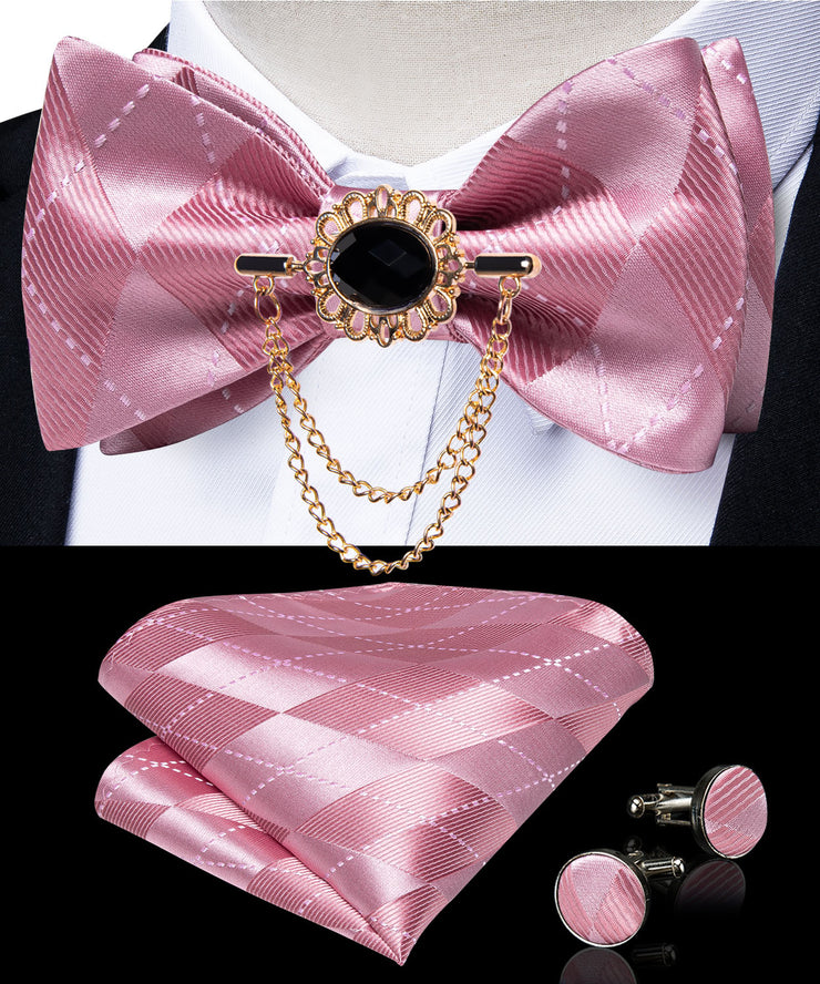 Fashion Bow Tie with Brooch Pin with matching Cufflinks
