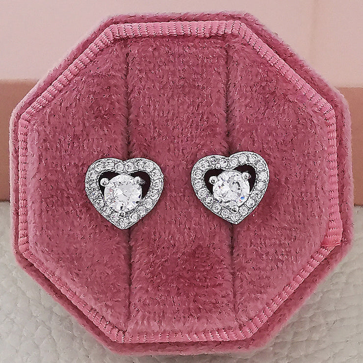 Heart-shaped Crystals Zircon Stud Earrings