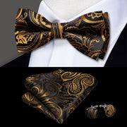 Butterfly Pre-Tied Bow Tie Pocket Square Cufflinks Suit Set