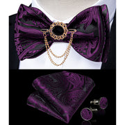 Fashion Bow Tie with Brooch Pin with matching Cufflinks
