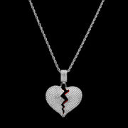 Exaggerated Geometric Heart Crack Pendant Cuban Necklace