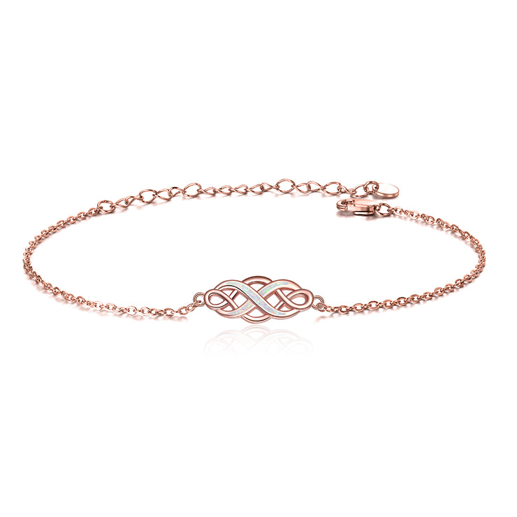 Rose Gold Infinity Opal Bracelet Cable Chain
