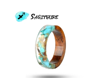 Resin and Wood Zodiac Sign Ring